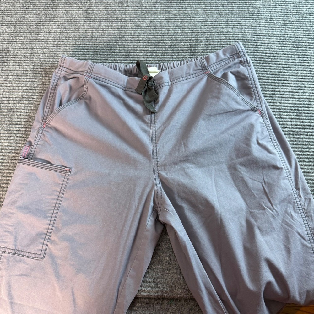 Spread Good Womens Grey Scrub Pants Large Drawstring Cargo Pockets Workwear - Picture 5 of 11